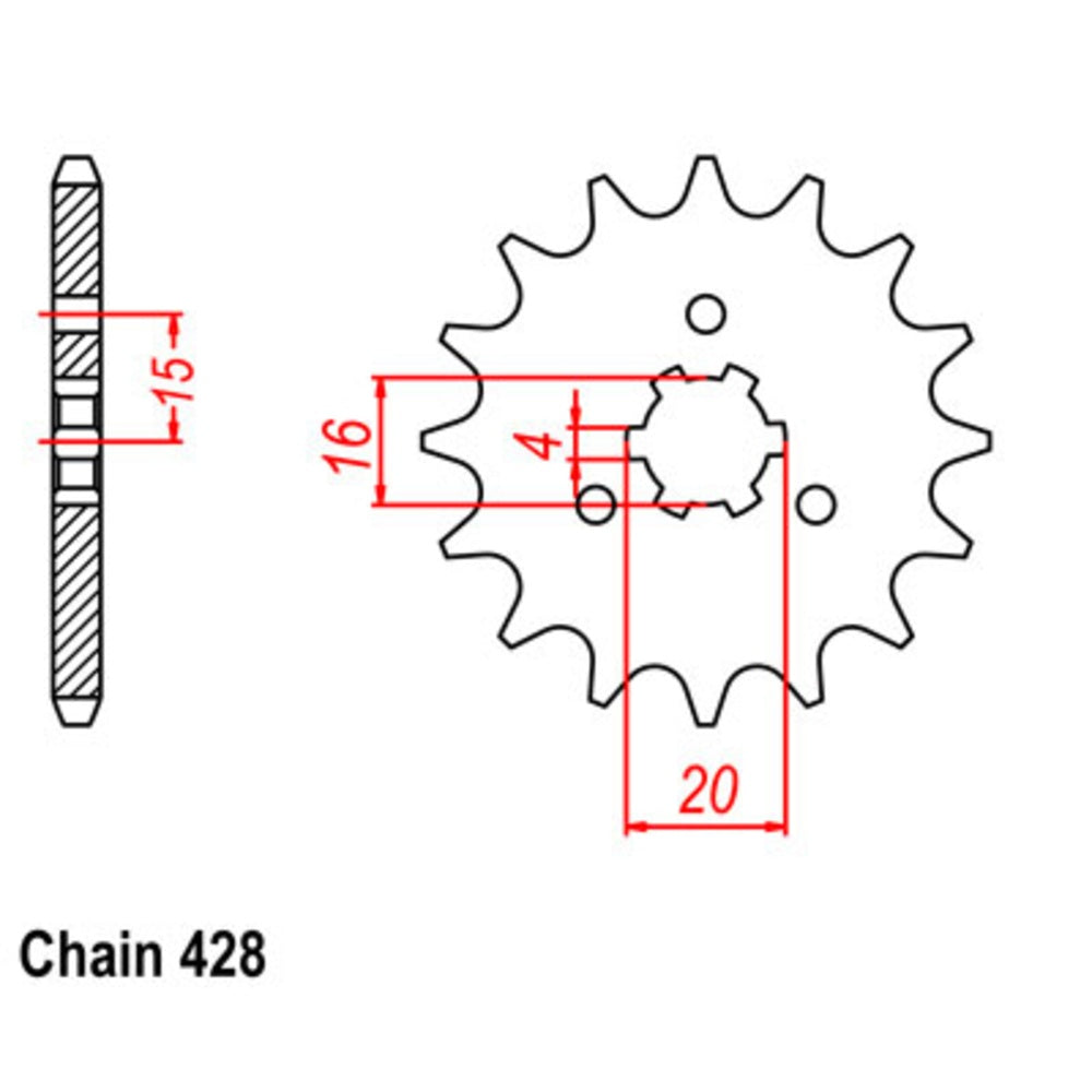 14T Front Spkt KH100;KV175;KE125 (418)