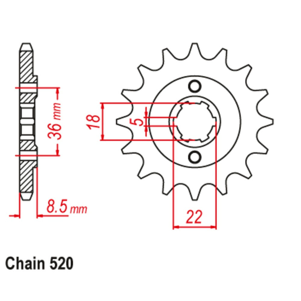 14T Yamaha SRX250 Front Sprocket (1553)