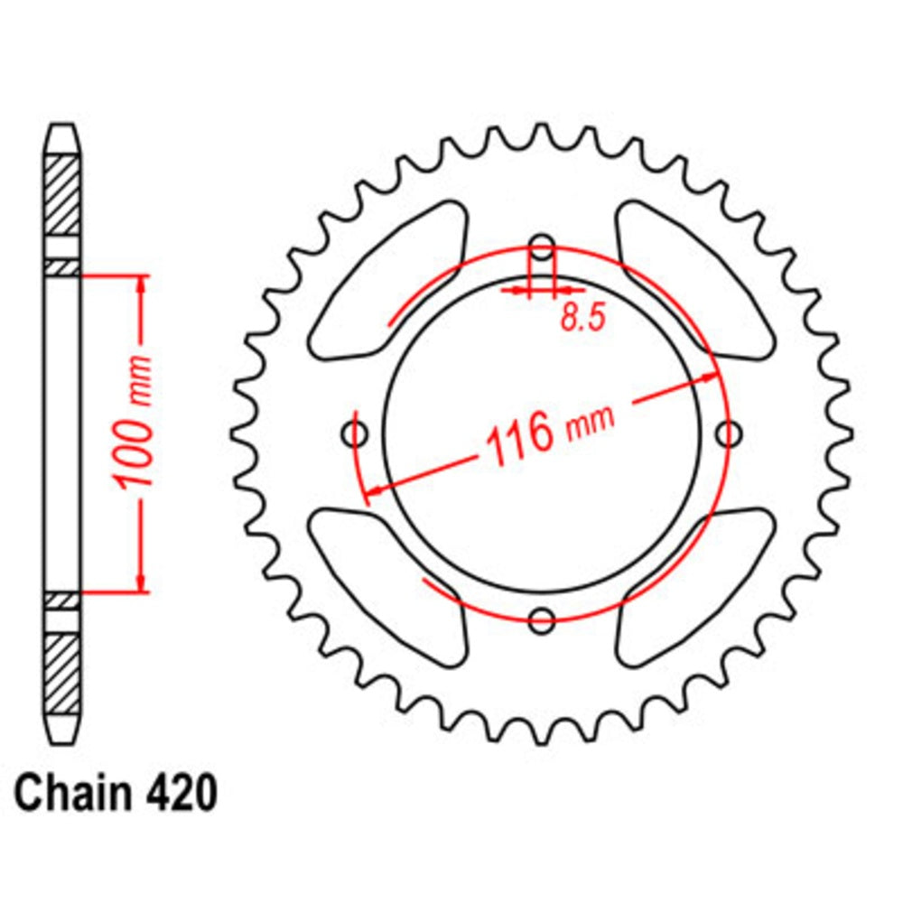 49T Kawasaki KX80/85/100 Rear Sprocket (461)