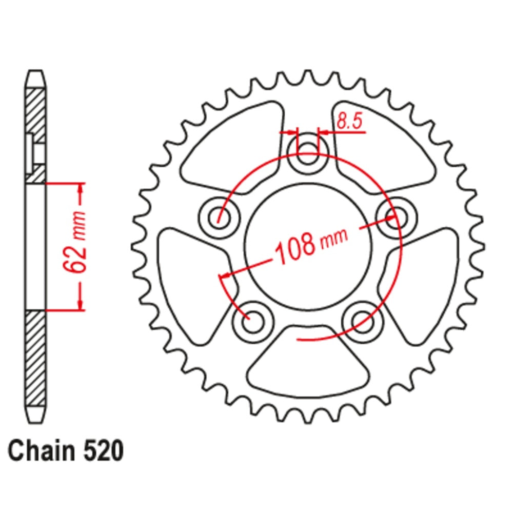 43T Aprillia/Cagiva 125 RS Rear Sprocket (701)