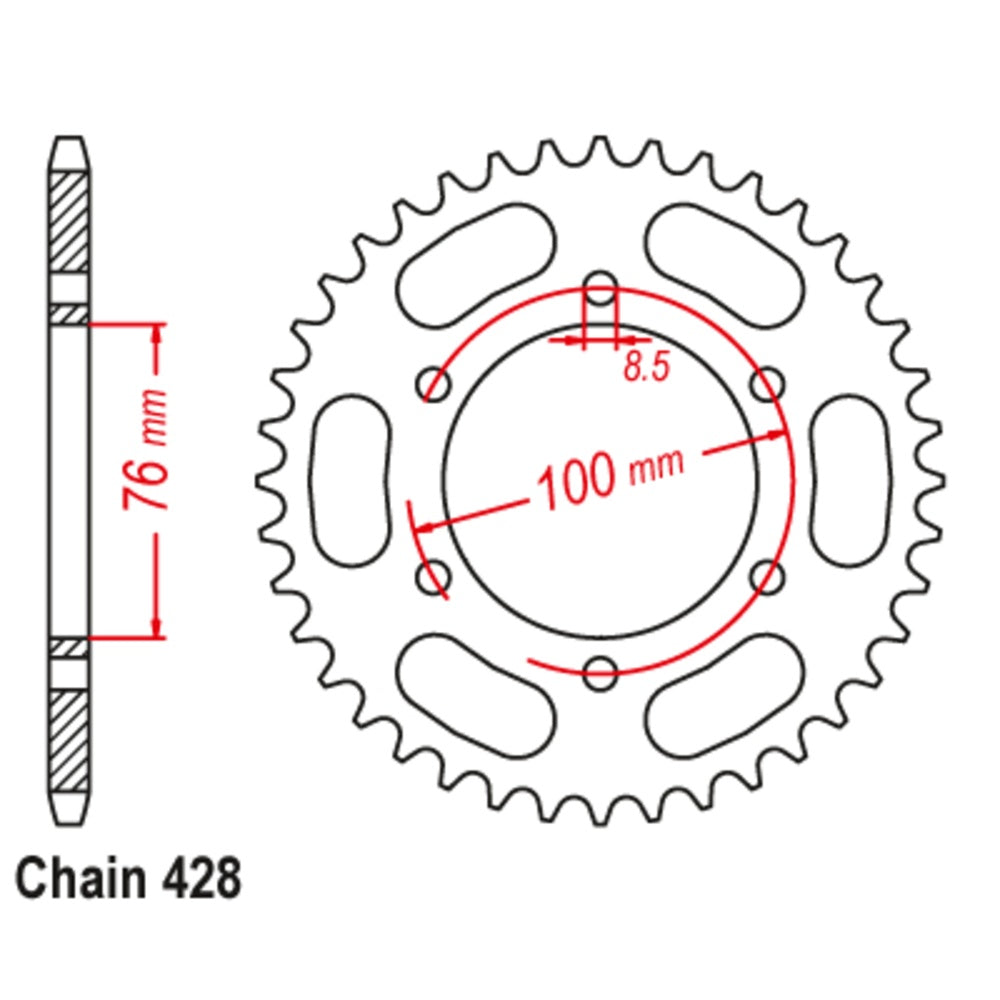 44T Yamaha YZF125R Rear Sprocket (1844)