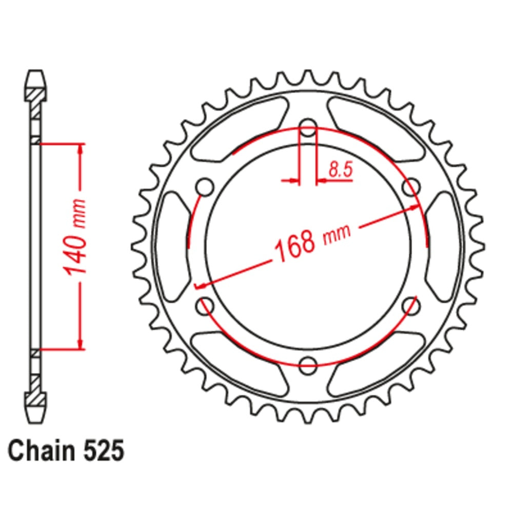 47T BMW F800 GS 8mm bolt hole Rear Sprocket (006)