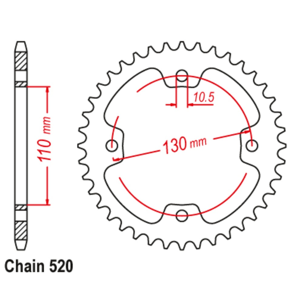 38T Kawasaki KFX450 R Rear Sprocket (1415)