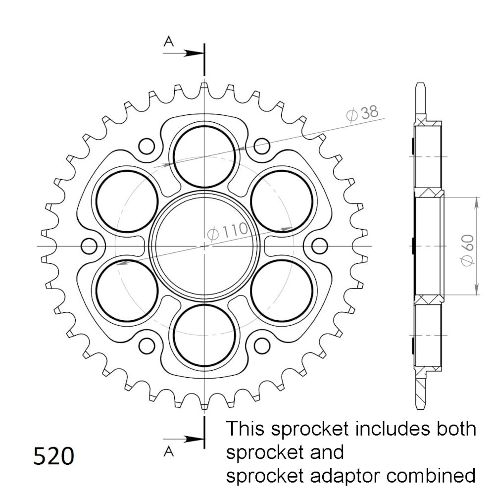 39T Stealth Supersprox Ducati Rear Sprocket (737)