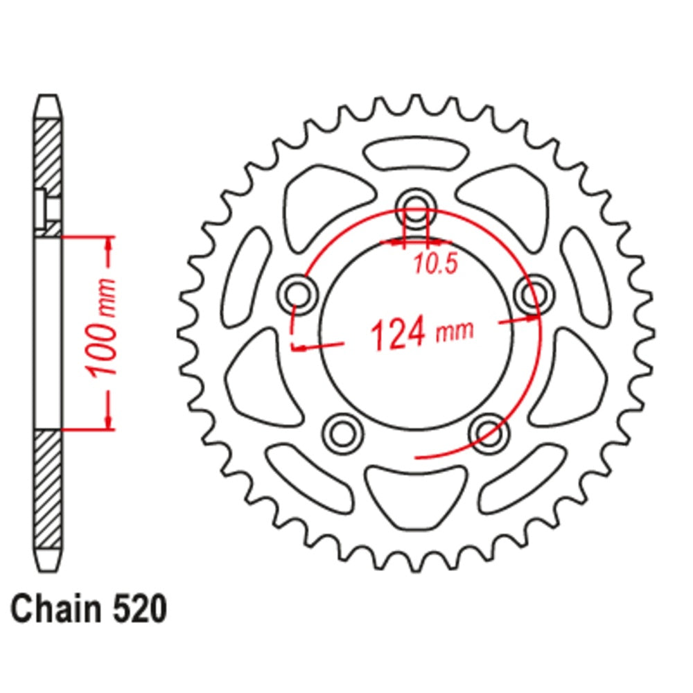 44T Stealth Rear Sprocket Scrambler 520p (743) Black