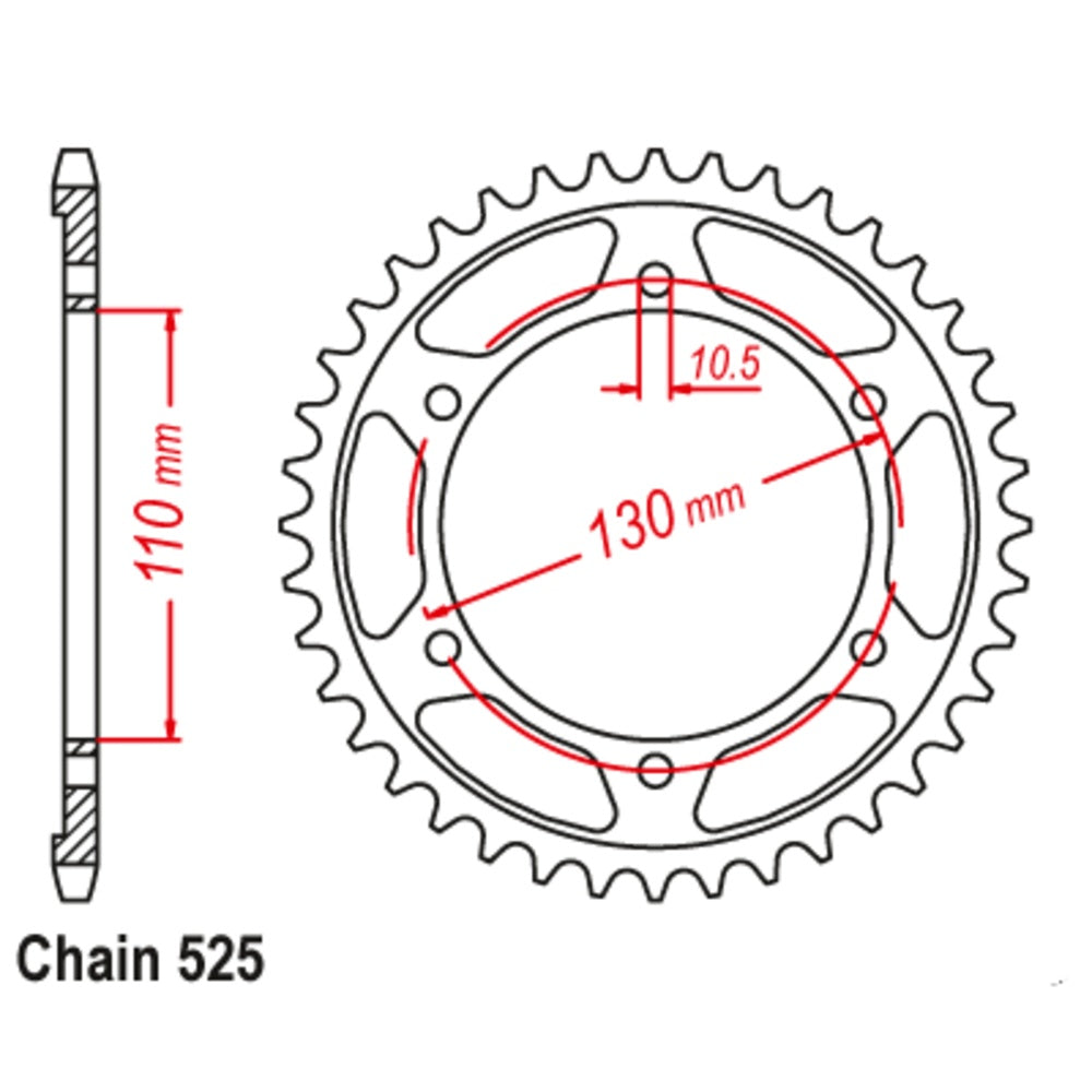 44T Supersprox Stealth Rear Sprocket Yamaha 525p (480) Black