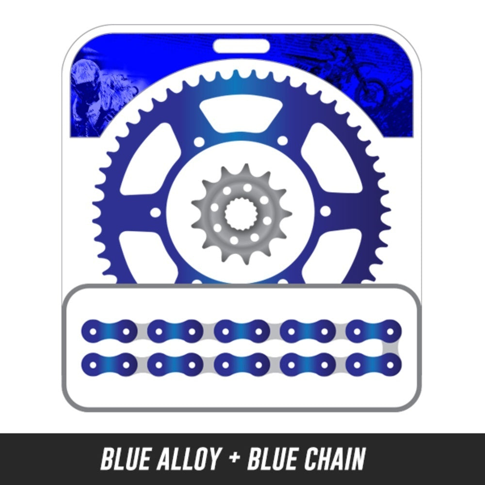 YZ/WR450F/YZ250 00-16,Front: 167-13,Rear: 428-50 ALLOY BLUE,Chain: 520 MRD7 BLUE