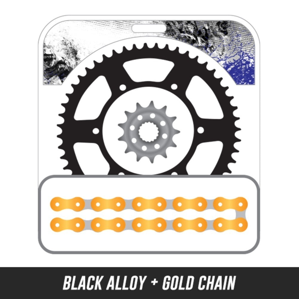 125-501 TC/TE/FC/FE 14-16,Front: KT1-13,Rear: KM1-50 ALLOY BLACK,Chain: 520 MRD7 GOLD