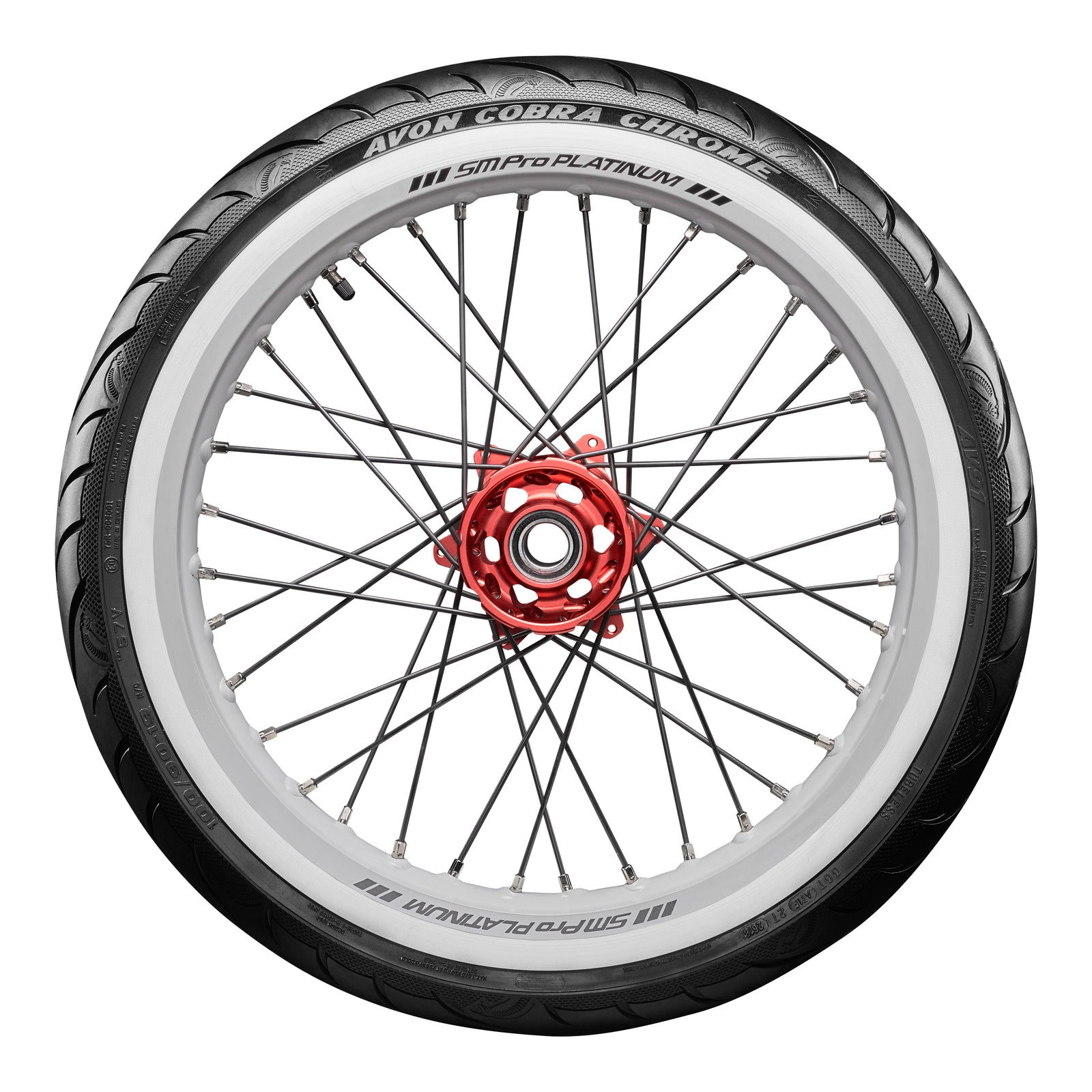Avon Cobra Chrome 150/80R16 White Wall Front Tyre (71V Rating) AV91