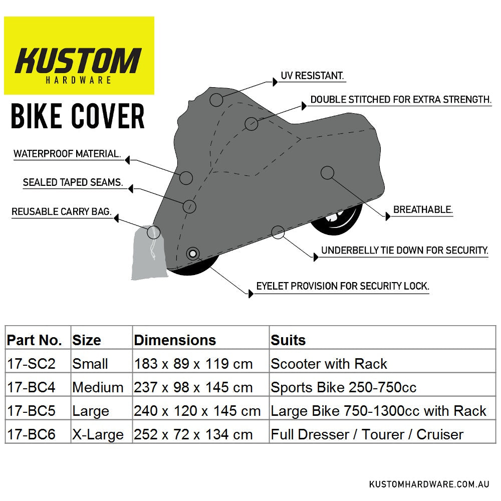 Kustom Hardware Bike Cover - Sport Bike 250-750cc