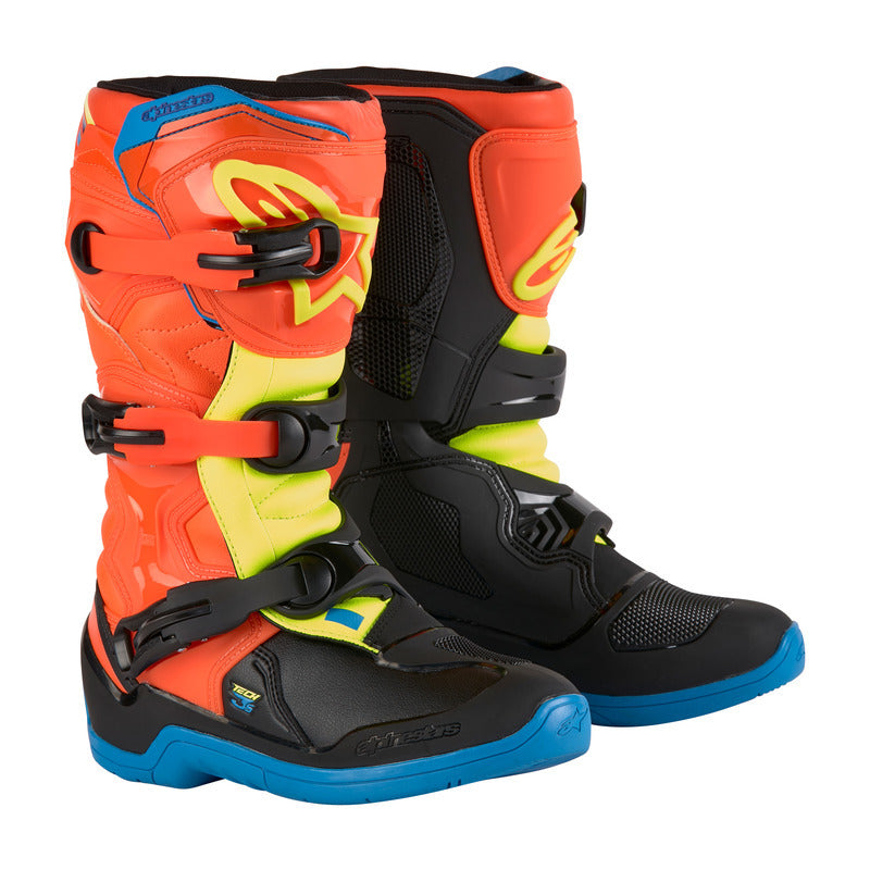 TECH 3S YOUTH BOOTS FLUROORANGE-ENAMEL BLUE-FLUROYELLOW
