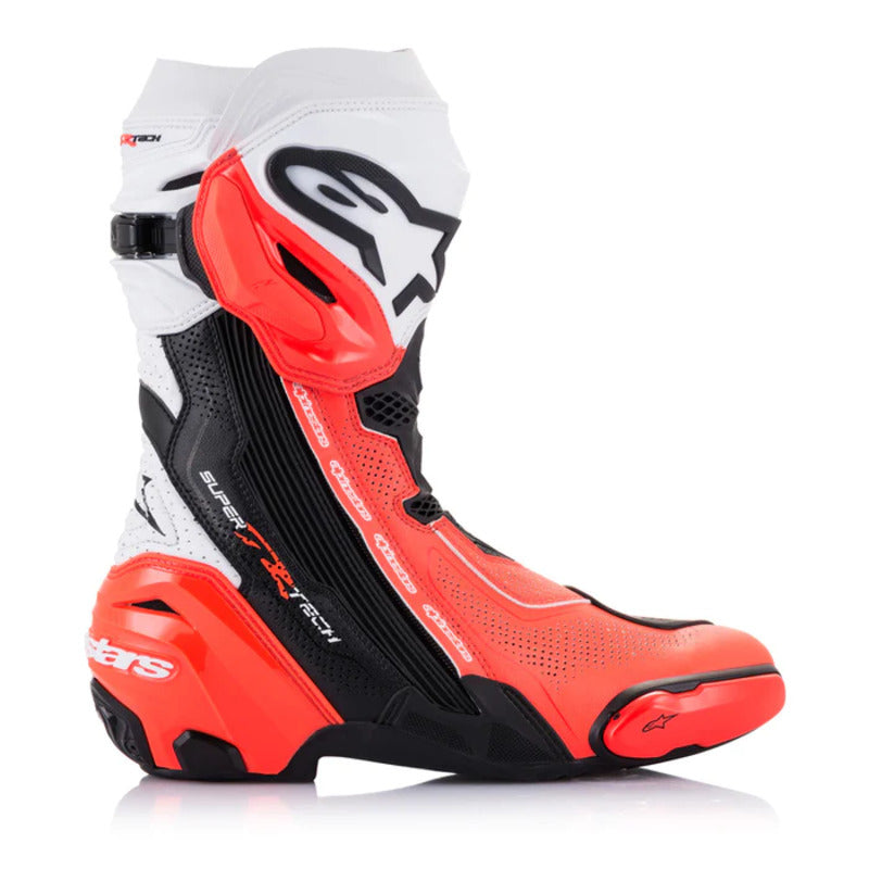 AS2220121 SUPERTECH R V2 VENTED BOOT BLACK WHITE FLURO-RED