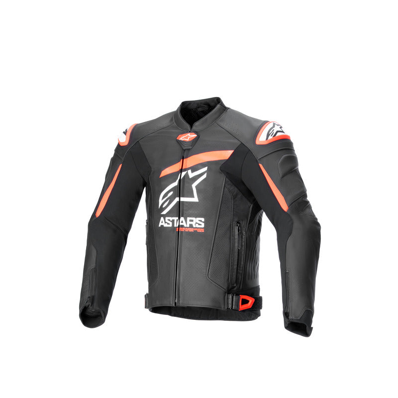 GP PLUS R V4 AIRFLOW LEATHER JACKET BLACK FLURO-RED WHITE