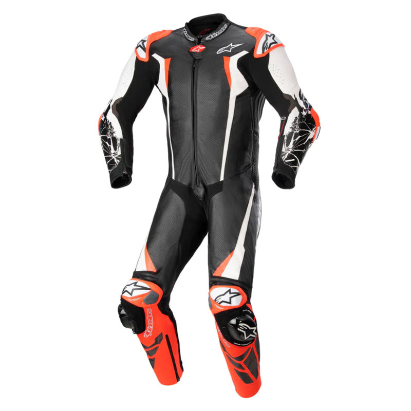 RACING ABSOLUTE V2 1 PC SUIT BLACK WHITE RED FLURO