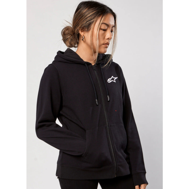 WOMENS AGELESS CHEST HOODIE BLACK/WHITE