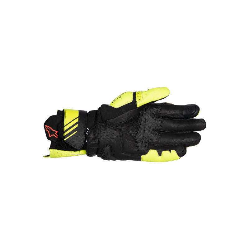 GP PLUS R V3 LEATHER GLOVES FLURO-YELLOW BLACK (0551)