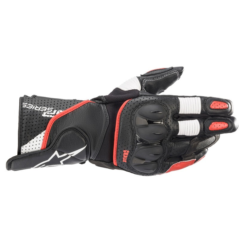 SP2 V3 LEATHER GLOVE BLACK-WHITE FLURO-RED