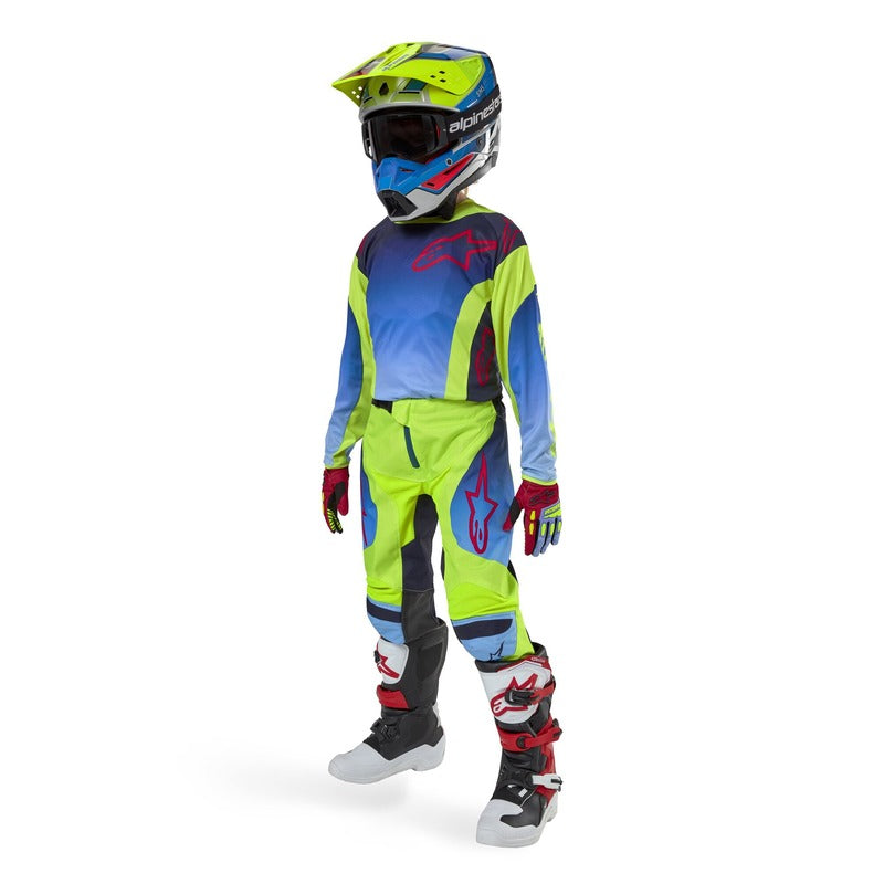 2024 YOUTH RACER HOEN PANTS FLUROYELLOW BLUE NIGHT NAVY