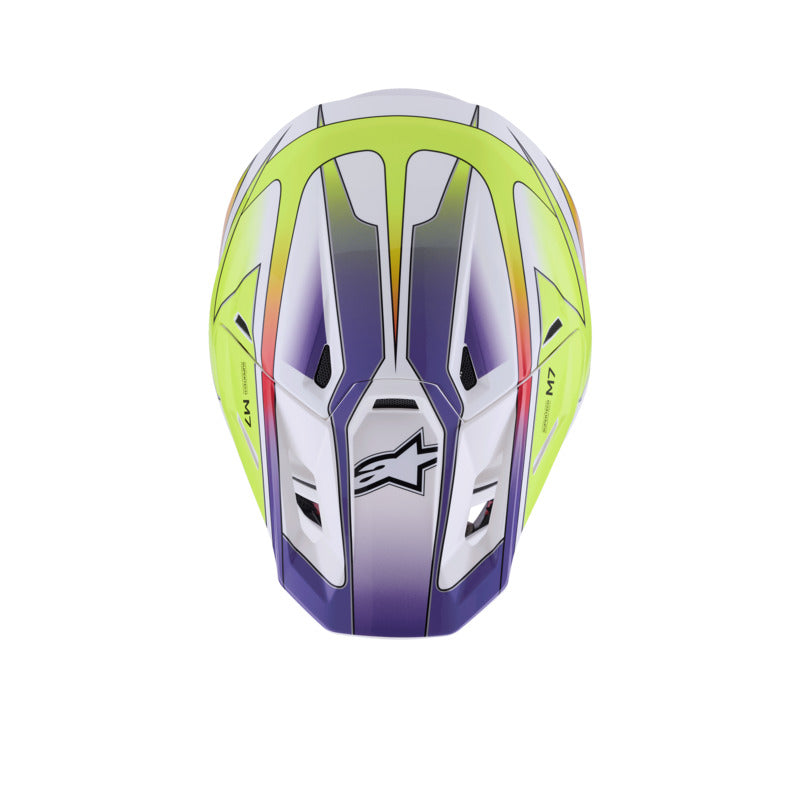 SM7 FUSE HELMET ECE06 WHITE FLURO-YELLOW PURPLE GLOSSY