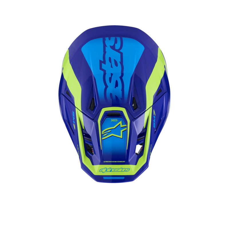 SM7 DEED HELMET ECE06 BLUE FLURO-YELLOW GLOSSY