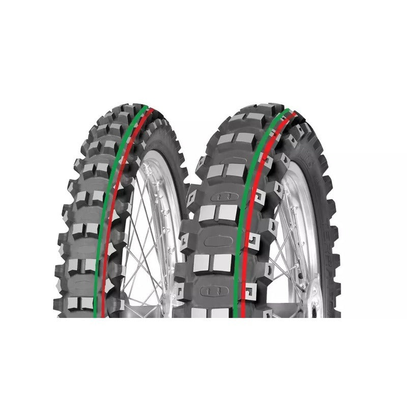 TERRA FORCE MX F MED-HARD | 80/100-21 51M MOTOCROSS RED & GREEN STRIPE
