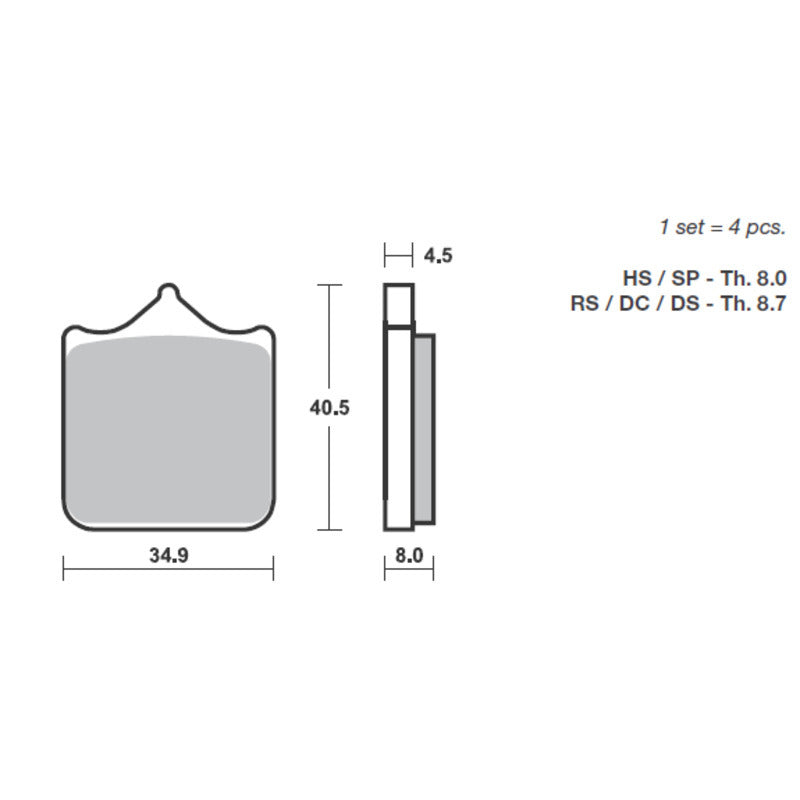 SBS 870RST FRONT PADS | SINTER SPORT / TRACK