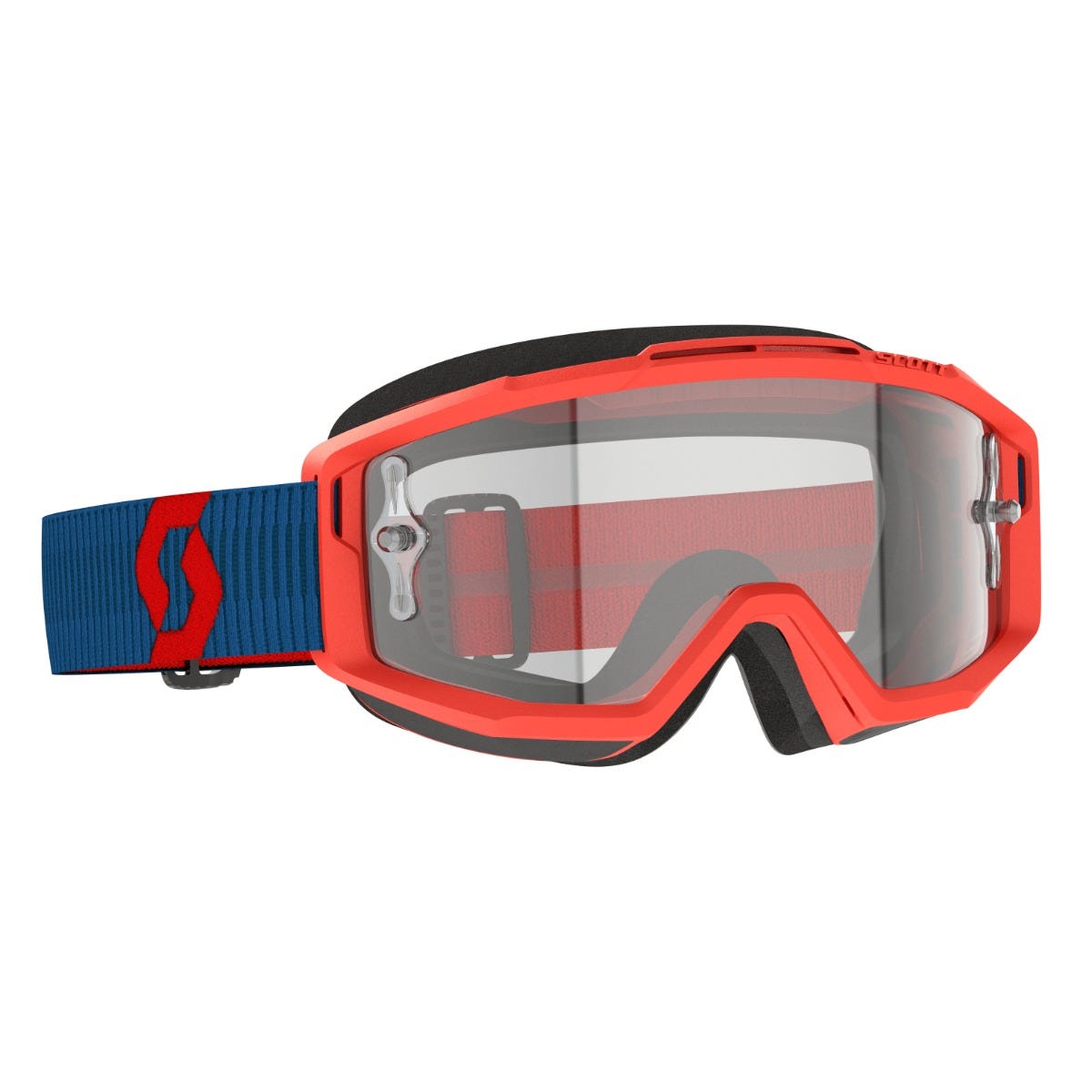 SCOTT Split OTG Goggle - dark blue/neon red | clear lens