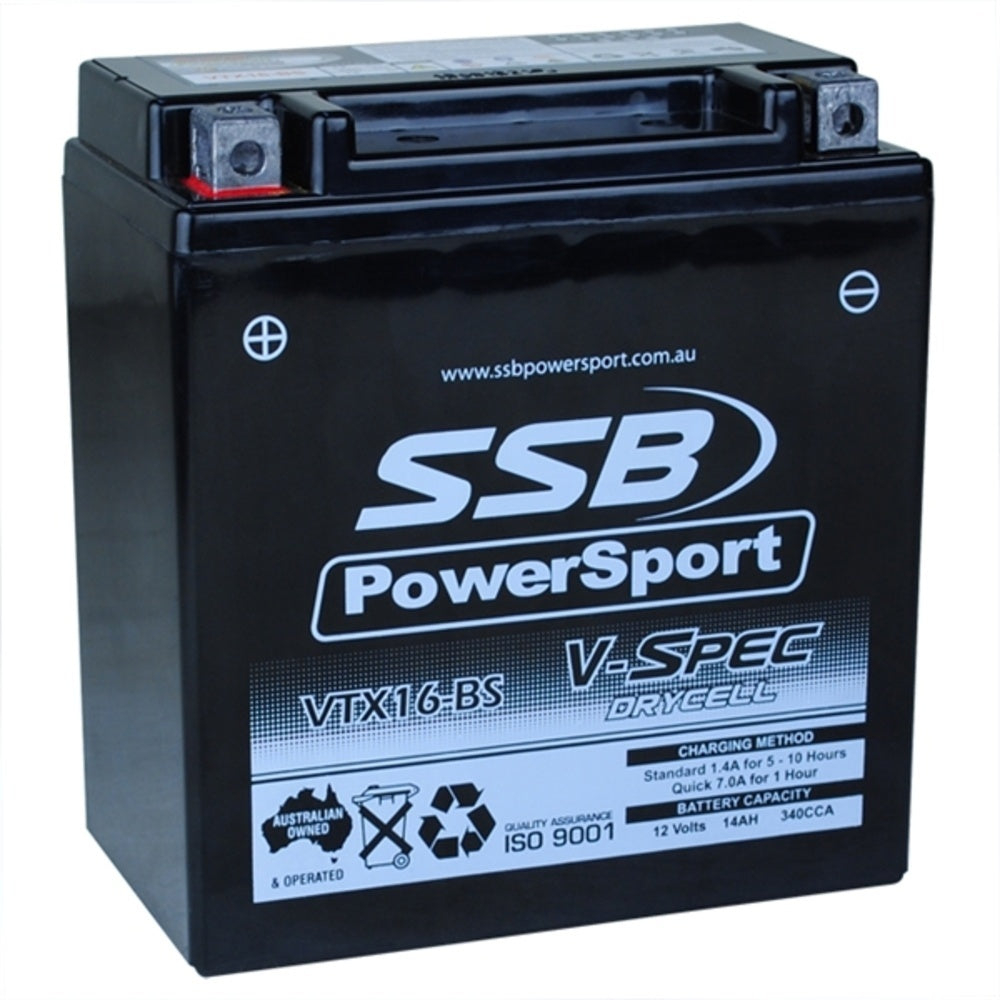 12V SSB V-Spec High Perform. AGM Battery (4) (YTX16-BS, YTX16H-BS) (5.24 Kg)