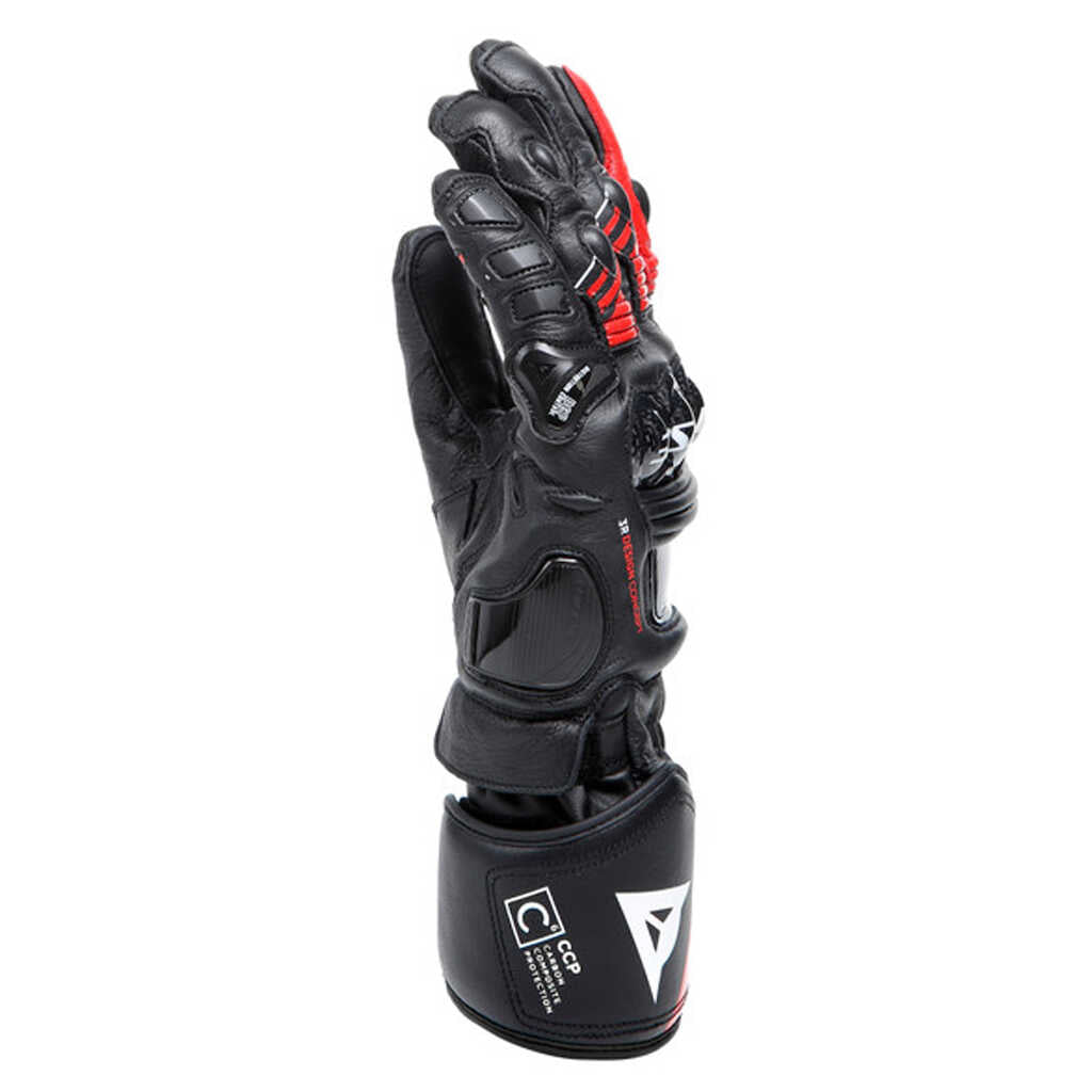 Dainese Druid 4 Leather Gloves - BK/LAVA-RED/WHT