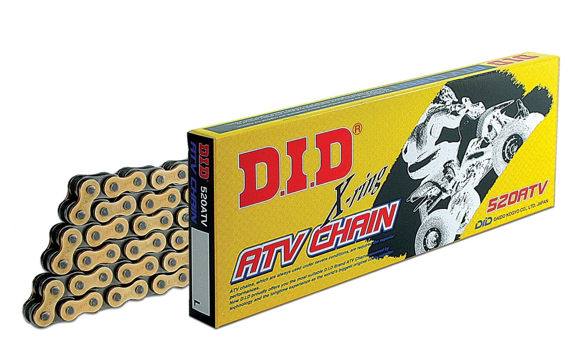 DID #520 ATV Racing HD Chain X-Ring 104L FJ - Clip GOLD