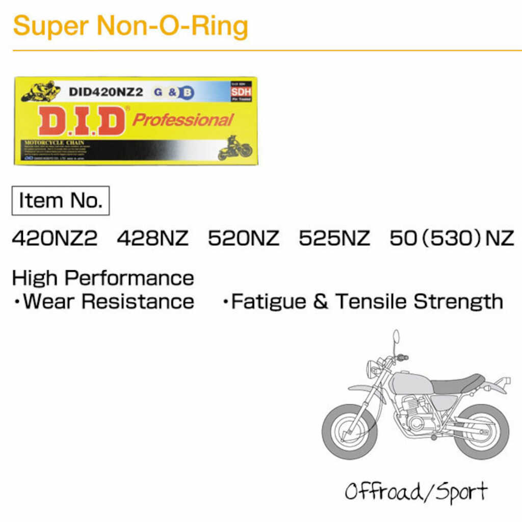D.I.D Drive Chains - 428NZ GB-136 FB - Super Heavy Duty MX - Gold & Black