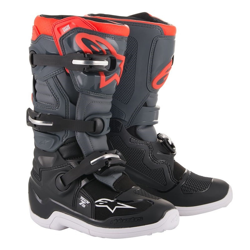 TECH 7S | BLACK DARK GREY FLURO RED (1133) / YTH 02