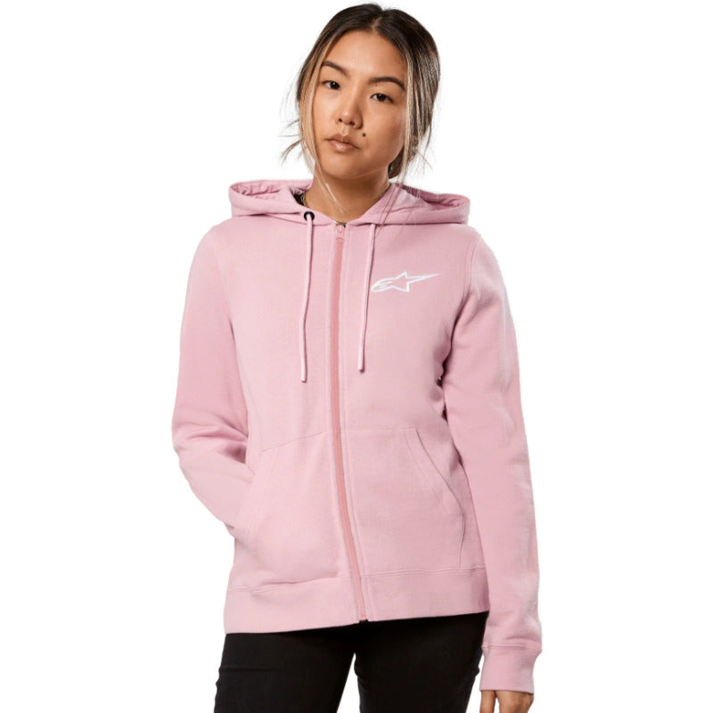 WOMENS AGELESS CHEST HOODIE PINK-WHITE (3110)