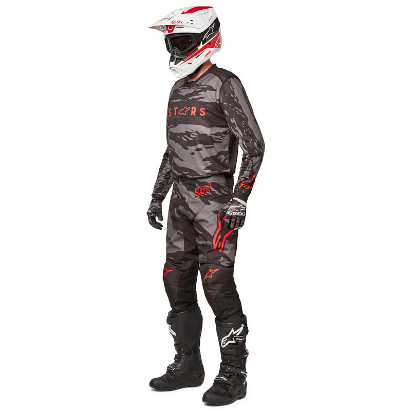 2022 RACER TACTICAL PANTS BLACK/GREY CAMO/FLURO RED (1223)