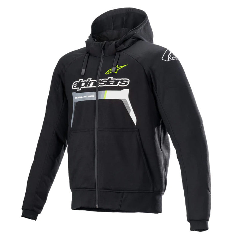 CHROME IGNITION HOODIE BLACK YELLOW-FLURO (0155)