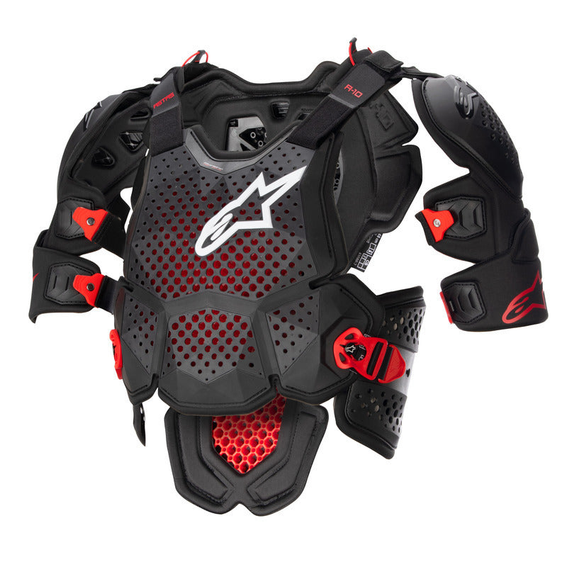 2023 A-10 V2 FULL CHEST PROTECTOR ANTHRACITE BLACK RED (1431)