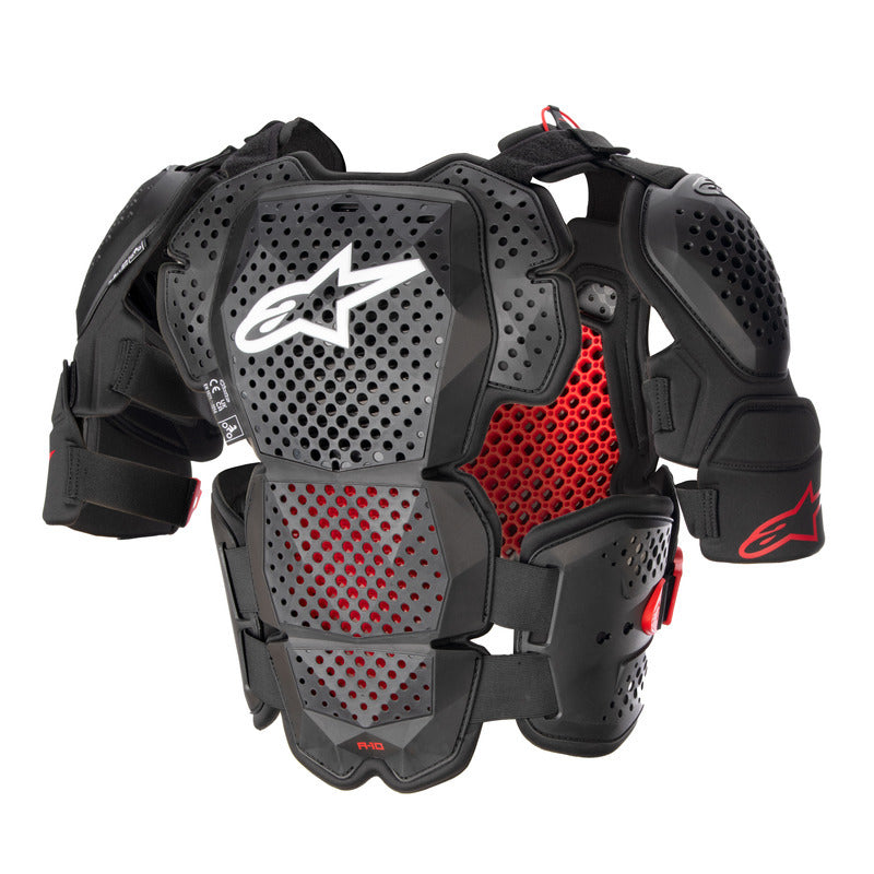 2023 A-10 V2 FULL CHEST PROTECTOR ANTHRACITE BLACK RED (1431)