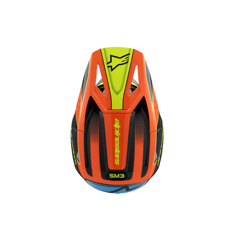 SM3 YOUTH FRAY HELMET ECE06 BLACK ORANGE FLURO-YELLOW GLOSSY (1455)