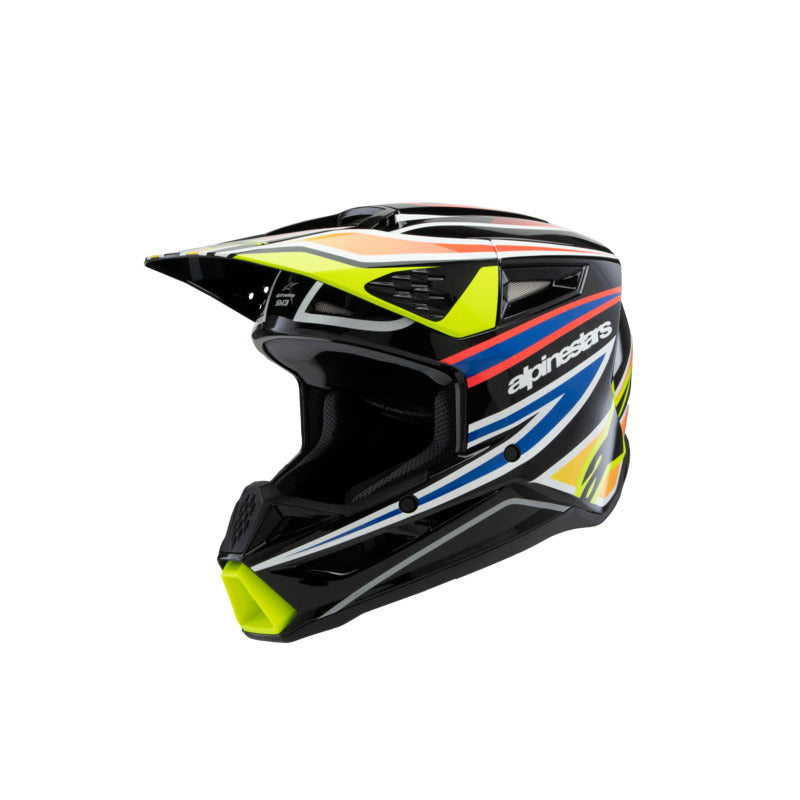 SM3 YOUTH WURX HELMET ECE06 BLACK YELLOW-FLURO BLUE RED GLOSSY (1574)