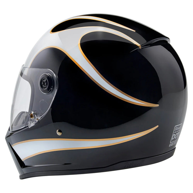 BW10045 LANE SPLITTER HELMET ECE 22.06 GLOSS BLACK / WHITE FLAMES (0570)