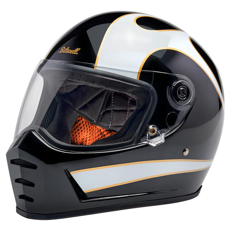 BW10045 LANE SPLITTER HELMET ECE 22.06 GLOSS BLACK / WHITE FLAMES (0570)