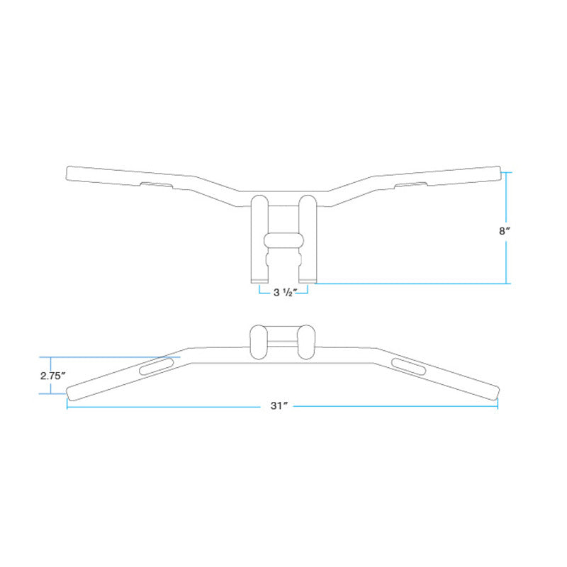 TYSON XL PULLBACK 8" BARS | BLACK THROTTLE BY WIRE