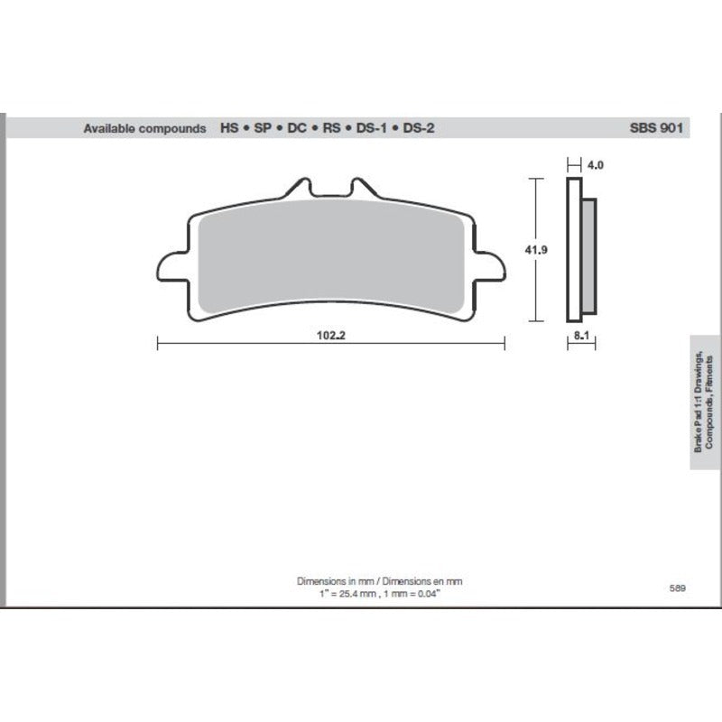 SBS 901DC FRONT PADS | DUAL CARBON RACE (RACE USE ONLY)