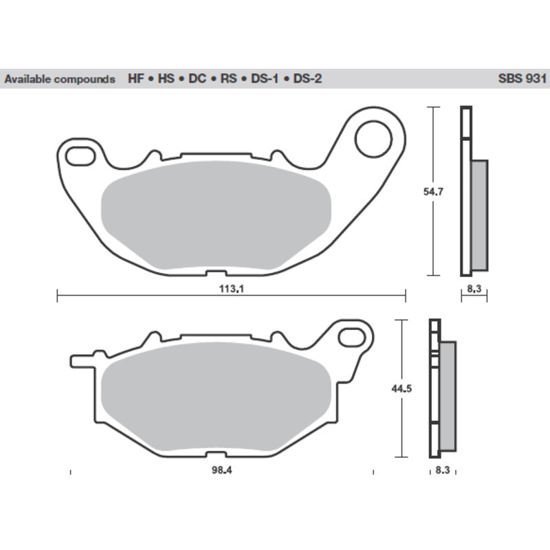 SBS 931RS FRONT PADS | SINTER SPORT / TRACK