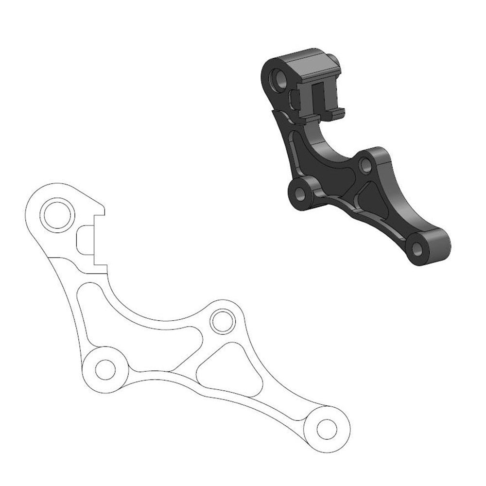Moto-Master Caliper Adapter Bracket - Black Front 320mm (Supermoto Street)