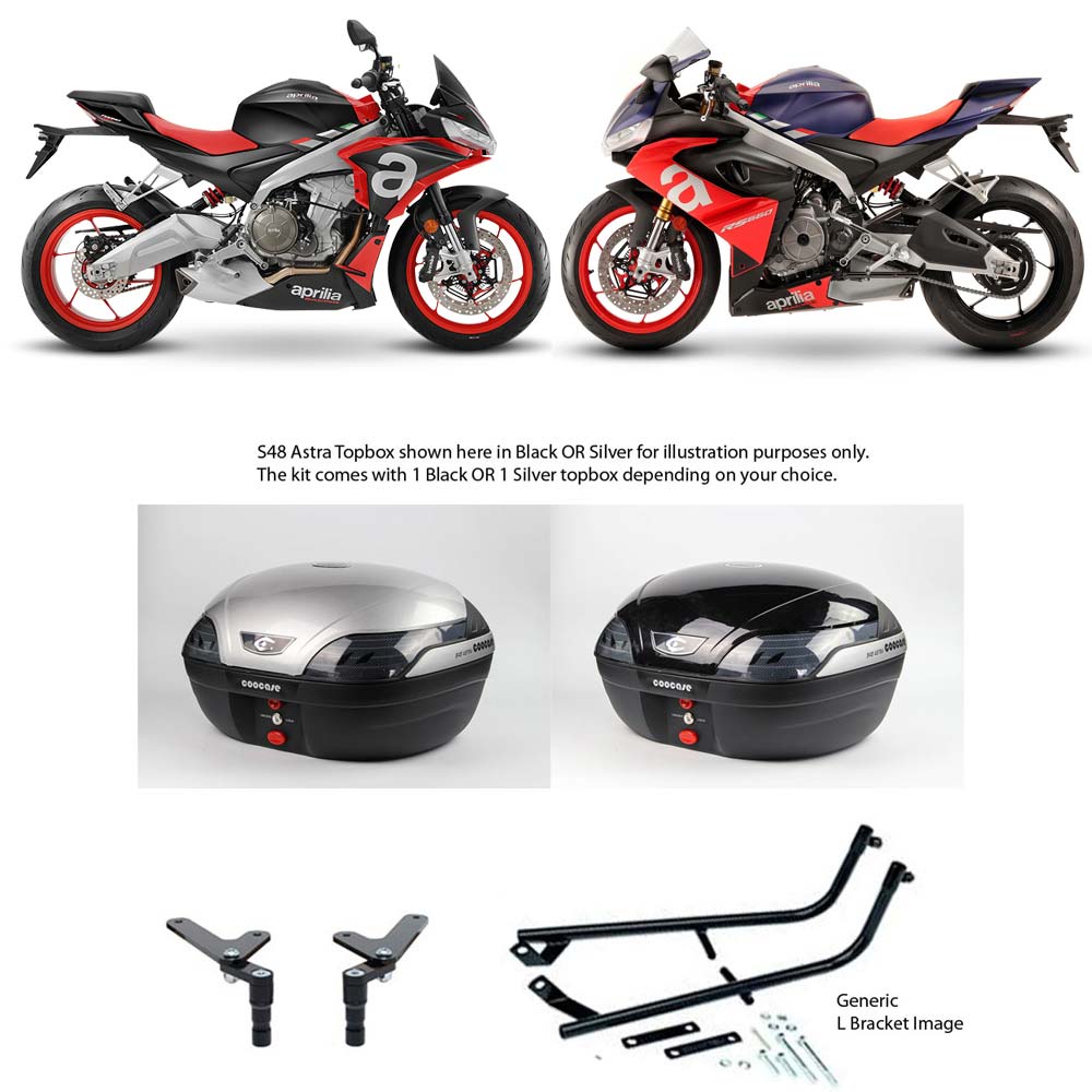 S48 Astra Black Topbox Kit TUONO 660 & RS 660 20-25 - A019S48BPBLK