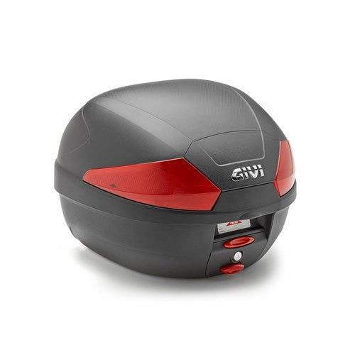 GIVI MONOLOCK TOPCASE 29L BLACK/RED - INCLUDES UNIVERSAL PLATE