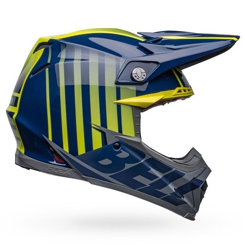 BELL MOTO-9S FLEX SPRINT MATTE/GLOSS - DARK BLUE/HI-VIZ YELLOW