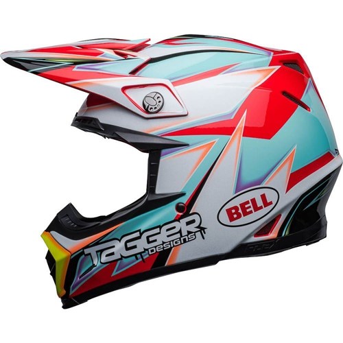 BELL MOTO-9S FLEX TAGGER EDGE - WHITE/AQUA