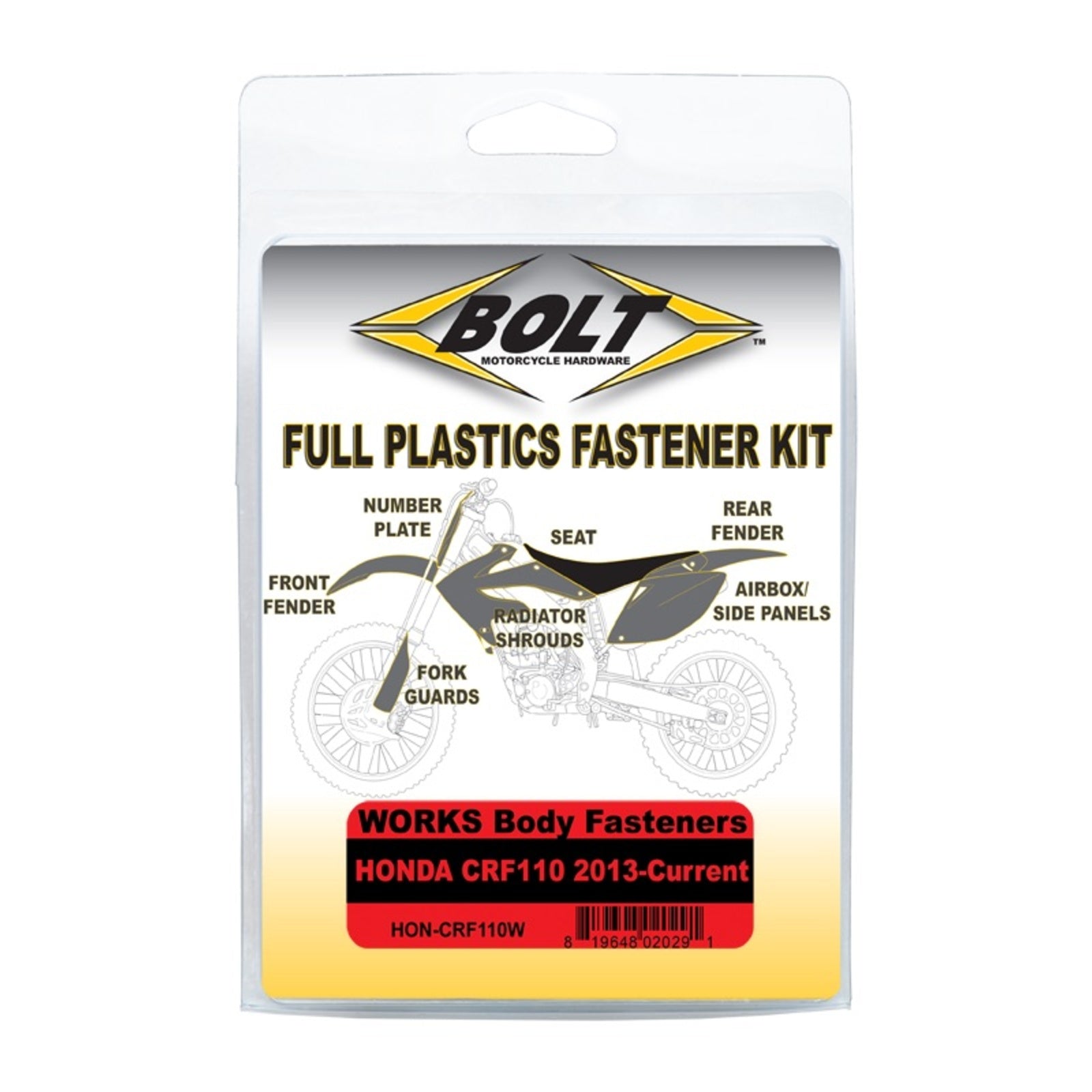 Bolt Body Work Fastener Kit Honda CRF110 '13-Current (Works Kit)